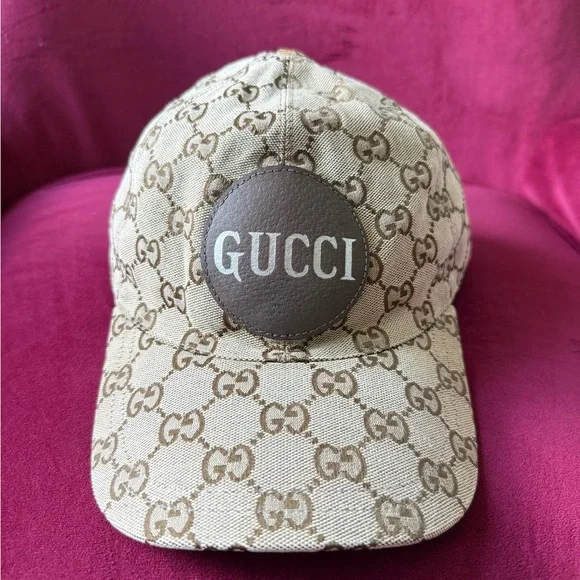 Gucci Beige and Brown Monogram Cap Gucci Beige / Brown Original GG Web Monogram Canvas cap Hat  main image 2